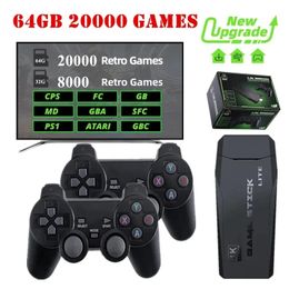 FGHGF Video Game Console 2.4G Dual Wireless Controller Portable Game Stick 4K 20000 Games 64 GB Retro -games voor PS1/GBA Boy Gift 240509