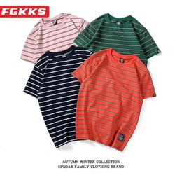 FGKKS 2023 Casual t -shirt heren Productontwerp gestreepte hiphop Harajuku korte mouw Hoogwaardige extra groot voor mannen 240411