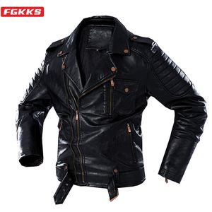 Fgkkks winter mannen mode lederen jas heren retro dikke lederen jas trendy merk biker pu lederen jassen mannelijk 201026