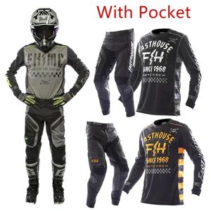 FH Moto costume équipement de Motocross ensemble maillot hors route avec poche maillot et pantalon de vélo de saleté MX vêtements de course 240227