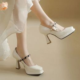 Fhanchu 2023 Women High Heels, Platform Pumps, Mary Junes Office Work Shoes