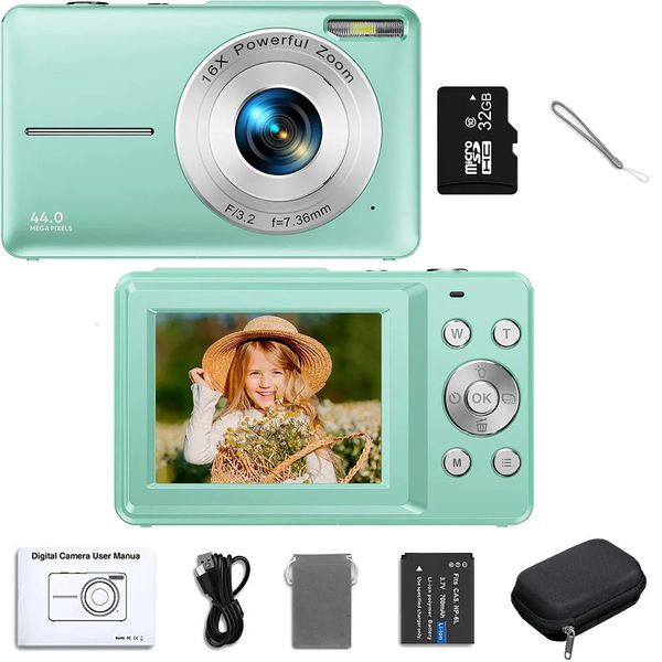 Caméra numérique FHD 1080p pour enfants avec une carte SD 32 Go 16x Zoom numérique 48MP 2,4 pouces Caméra de blog vidéo LCD pour les adolescents 240327