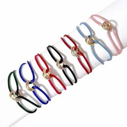 fi 316L Stainl Steel Trinity Ring String armband drie ringen handband paar armbanden voor vrouwen en mannen fi jelry merk 11ia#