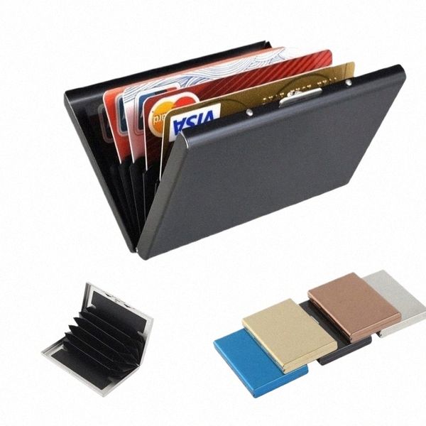 Fi Aluminium Anti porte-carte magnétique femmes hommes métal carte de crédit Busin porte-cartes organisateur sac à main portefeuille tarjetero o821 #