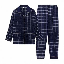 Fi Conjuntos de pijamas con estampado de letras de otoño para hombres Pantalones a cuadros Pure Cott Ropa de dormir masculina Ropa de hogar Salón Ropa de dormir Plu Tamaño 2024 B8vh #