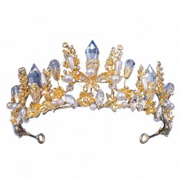 Fi Baroque Bride Headdr Gold Bride Crown Princ Crown Crown Mariage Clothes Acles Hair Acnits Tiara Hair Hoop 98S6 #