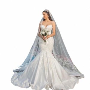 fi Kralen Applicaties Mermaid Bridal Dr Spaghetti Strap Sweetheart Satijn Lg Bruidsjurken Pretty Dubai Wedding Party Gown o92C #