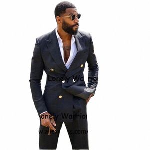 Fi Black Mens Costumes Slim Fit Double Breasted Busin Blazer Mariage Marié Tuxedo 2 Pièces Ensemble Terno Masculino Veste Pantalon O3cD #