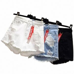 Fi Bleu Denim Shorts Femmes Été Taille Haute Lâche Pantalon Court Sexy Fille Tout Match Pantalon Chaud Jeans Large Short Coréen 80hP #