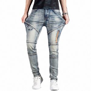 fi Merk Denim Jeans Voor mannen Slanke Motorfiets Stijl Lg Broek Persalized Rits Retro Patroon Fi Broek Q6zX #