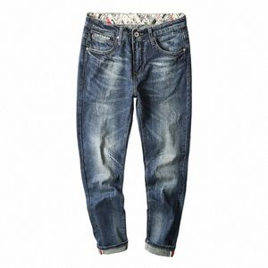 Fi Marque Hommes Jeans Droit Printemps et Automne 2023 Rétro Bleu Imprimé Poches Jeans Hommes Pantalon de Haute Qualité Surdimensionné 40 52bO #