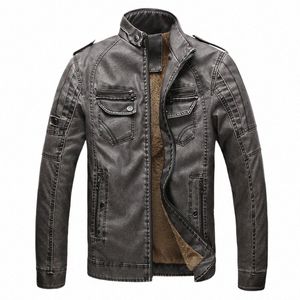 Fi Marque PU Veste En Cuir Hommes Automne Polaire Doublure Pu Manteaux En Cuir D'hiver Mâle Vêtements Casual Moto Vestes En Cuir N5zQ #