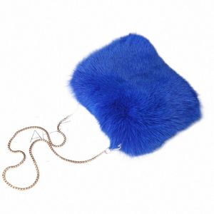 Fi Casual Fox Fur Fur Fur Fur Bag Solo Hombro Menger Cadena Bolsa de Mujer Gran Capacidad Versátil Estudiantes Otoño A T0wo #