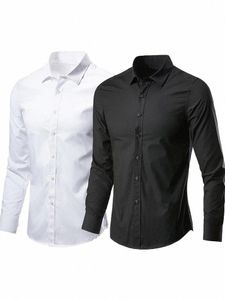 fi Klassieke Effen Shirts Voor Mannen Zomer Lg Mouw Basic Busin Shirts Turn-Down Kraag Mannelijke Toevallige Slanke Shirts chic Tops O4eg #