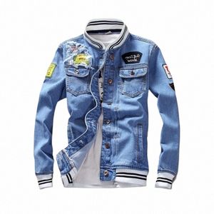 Fi Denim Veste À La Mode Hommes Jean Vestes Printemps Automne Casual Tops Col Montant Outwear Moto Cowboy Nouveau i5R6 #