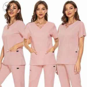 fi Design Dameskleding Kliniek Werkkleding Scrub Tops Medisch Uniform Chirurgie Scrub Shirt Dierenwinkel Arts Verpleegster Uniform XS-XXL P4oY#