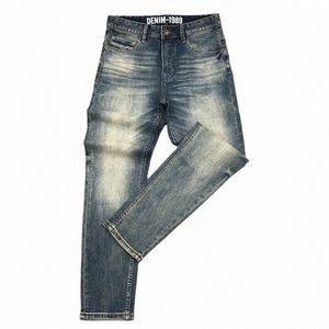 Fi Designer Hommes Jeans Haute Qualité Rétro Bleu Stretch Slim Fit Ripped Jeans Hommes Pantalon Élastique Vintage Casual Denim Pantalon v4nb #