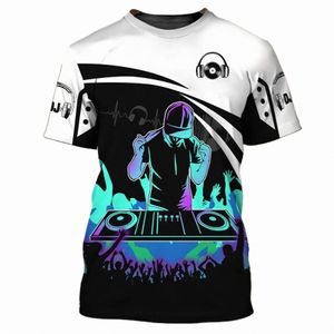 Fi DJ Shirt Camisetas para hombres Impresión 3D Cott Disco Camisetas de manga corta Ropa para hombres Tops de fiesta O Cuello Cool Punk Streetwear L1bO #