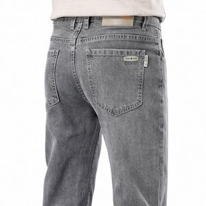 fi Elastische Mannen Slanke Jeans Cott Comfortabele Zachte Broek Zacht Grijs Zwart Mannelijke Denim Broek Streetwear Casual Broek R9zj #