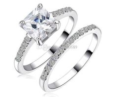 Fi Fine Jewelry Brand Princess Cut Jewelry 10kt White Or rempli Topaz Topaz Simulate Diamond Femmes Set Gift With Box8200190