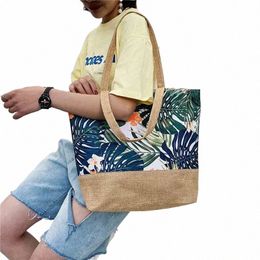 Fi Plegable Mujeres Gran tamaño Tote Ladies Casual FR Impresión lienzo de graffiti Bolsa de hombro Bolsa Feminina F7V2#