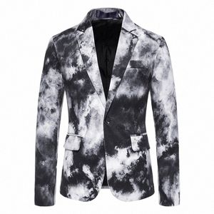 fi Gentleman Blazers Mannen Nieuwe Collectie Een Butt Gedrukt Jasje Casual Jas Prom Ccert Stage Party Nachtclub c1fk #