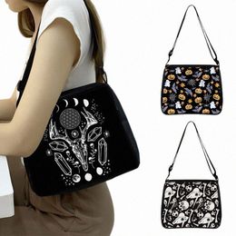 fi gotische vleermuis spook schoudertas zwarte kat heks / hekserij handtassen meisjes crossbody tas voor reis canvas onderarm tassen 33uq#