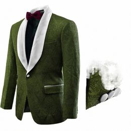 Fi Vert Jacquard Hommes Costume Sur Mesure Une Pièce Blazer Hommes Veste Un Butt Formel Busin Causal Party Hôte Sur Mesure n7fM #