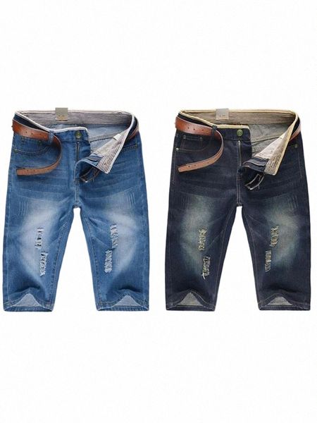Fi Hole Denim Shorts Hombres Verano Y2K Vintage Shorts rectos Zip Pocket Masculino Casual Travel Jeans Pantalones cortos Streetwear K9qQ #