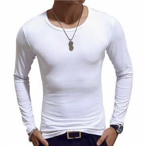 Fi Vente Chaude Classique Lg T-Shirt À Manches Pour Hommes Fitn T-shirts Slim Fit Chemises Solides T-shirts Tops Hommes T-shirts Chemise Vêtements 66Ey #