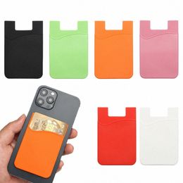 Fi Id Carte Holder Adhesive Autocollant Cell Silice Phe Holder Cellphe Acturs Busin Credit Pocket Portefeuille Boîtier O0T8 #