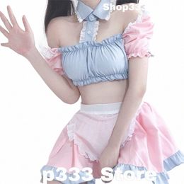 Fi Lolita Maid Cosplay disfraces lindo dulce colegiala uniforme etapa Animati Show ropa traviesa cariño Chemise Sexy N1x2 #