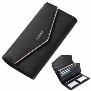 Fi Diseño de lujo Cartera de cuero genuino para mujer Bloqueo RFID Trifold LG Cluth Multi Titular de la tarjeta Organizador Monedero para mujer S4eQ #