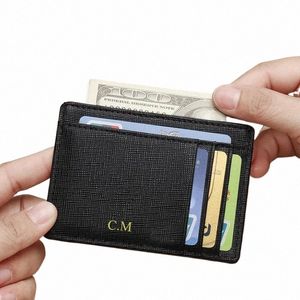 Fi Men Cowhide Leather Credit Card Holder Busin Mini portefeuille Coin Purse Multi Carte Cover Ultra-Thin Small Card Case Q8GW # #