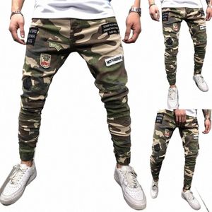 Fi Mannen Jeans Camoue Militaire Leger Denim Broek Slanke Cargo Potlood Broek Man Hip Hop Biker Joggers Hombre 87IS #