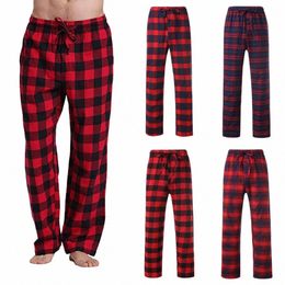 Fi Pantalon à carreaux pour hommes Casual Loose Sport Pantalon de pyjama à carreaux Taille haute Tenues c2La #