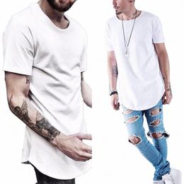 Fi T-shirt pour hommes Été à manches courtes Solide Noir Blanc Basic Lg Style O Cou T-shirt Tee Tops Undershirt Homme Vêtements a7yn #