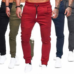 fi Mannen Effen Kleur Trekkoord Elastische Taille Sport Geplooide Broek Broek Elastische Taille Sport Geplooide Broek Broek D0KP #