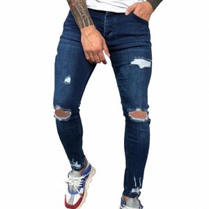 Fi Hommes Pantalons Slim Genou Ripped Hole 2 Couleurs Jeans pour hommes Split Design Skinny Hommes Denim Pantalons Streetwear l0LG #