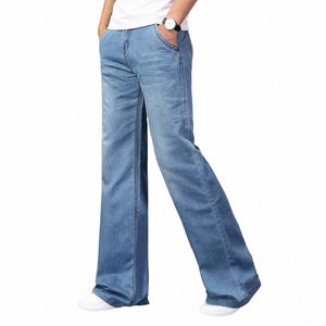 Fi Mens Flared Boot Cut Jeans Big Leg Pantalon Lâche Grande Taille Vêtements Classique Bleu Denim Pantalon M8AY #