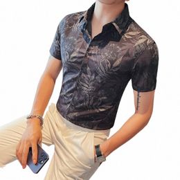 Fi hommes chemise hawaïenne homme décontracté coloré imprimé plage Aloha chemises à manches courtes Camisa Hawaiana Hombre grande taille 5XL B1F6 #