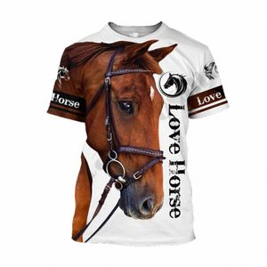 Fi New Hot 3D Animal Horse Print T-shirt pour hommes et femmes Horse Racing Harajuku Streetwear manches courtes Tops surdimensionnés I1aA #