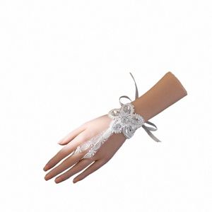 Fi Nouvelle dentelle maille blanc gants à doigts courts mariage Dr Photo Accories gants de mariée s8P0 #