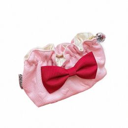 Fi Rose Fille Maquillage Sac En Forme De Coeur En Relief Rouge Bow Poche Cosmétique Pochette Bolsa Organizadora S4JC #