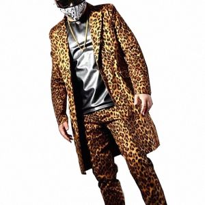 Fi Afdrukken Luipaard Lg Pak Jassen Blazers Herenpakken Bar Nachtclub DJ Zanger Podiumoutfit Rock Hip Hop Rock kostuums W9eB #