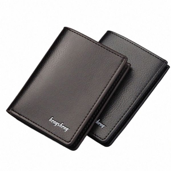 Fi Pu Leather Wallet Men Simple Credit Card Carters Carte Femme et Holder Male Male Male Organisateur de carte Busin Holder N6CN #