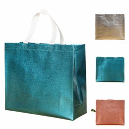 Fi Shiny Laser Sac de magasin pliable fourre-tout écologique pochette pliante sac d'épicerie réutilisable sacs de magasin de grande capacité t38n #