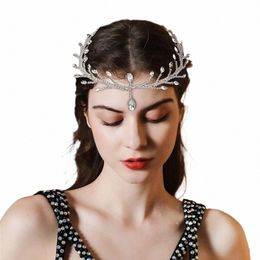 Fi Sier Rhineste Chaîne de front de mariée faite à la main Diamd Bandeau de mariage Headdr Bijoux Accessoires N5jE #