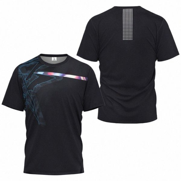 Fi Simplicity Color Couleur Sportswear T-shirt masculin T-shirt extérieur Badmint Table Tennis Traine Vêtements Casual Short Sleeve Top K34G #