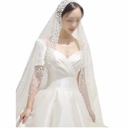 Fi monocouche blanc ivoire Tulle perles simples femmes 3*3 mètres voile de mariée accessoires de mariage 2023 15IF #